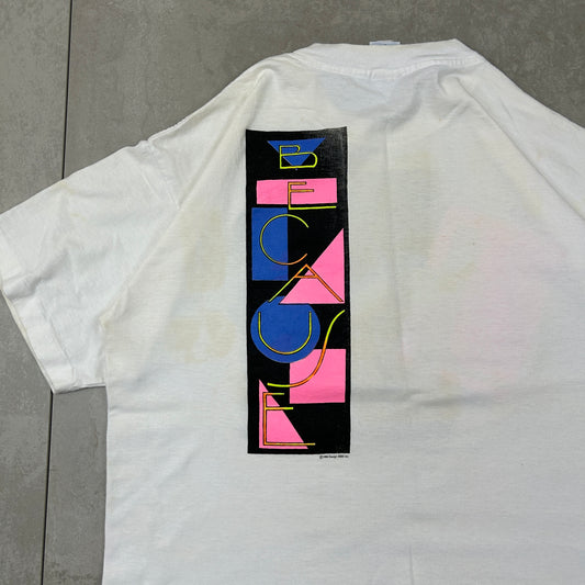 Vintage 1990 Single Stitch Graphic White T-Shirt - M