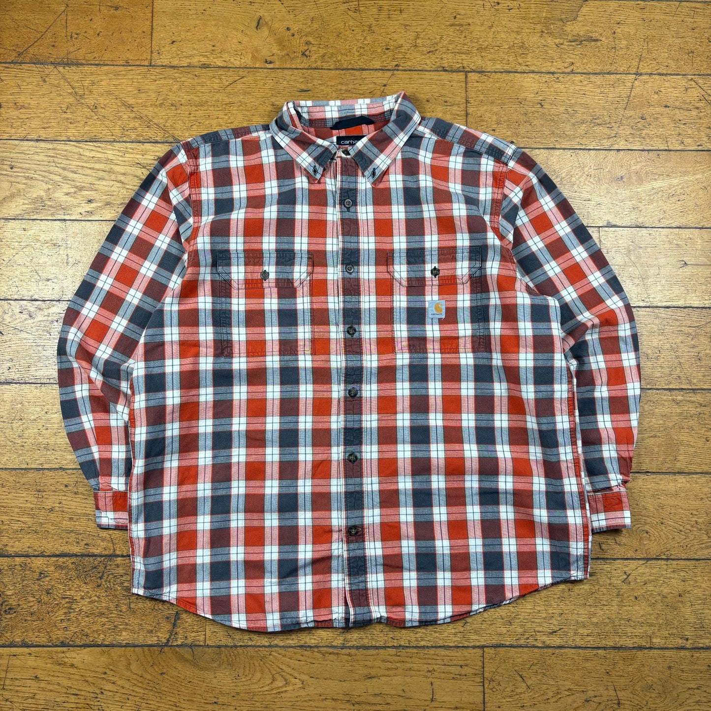 Vintage Carhartt Orange Check Workwear Shirt - XL