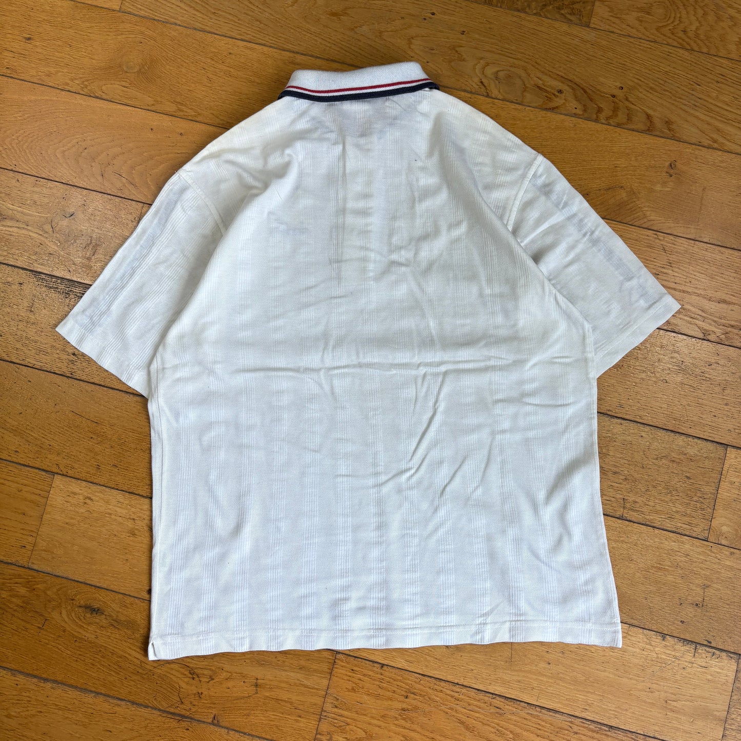 Vintage White Diadora Davis Cup Embroidered White Polo Shirt - L