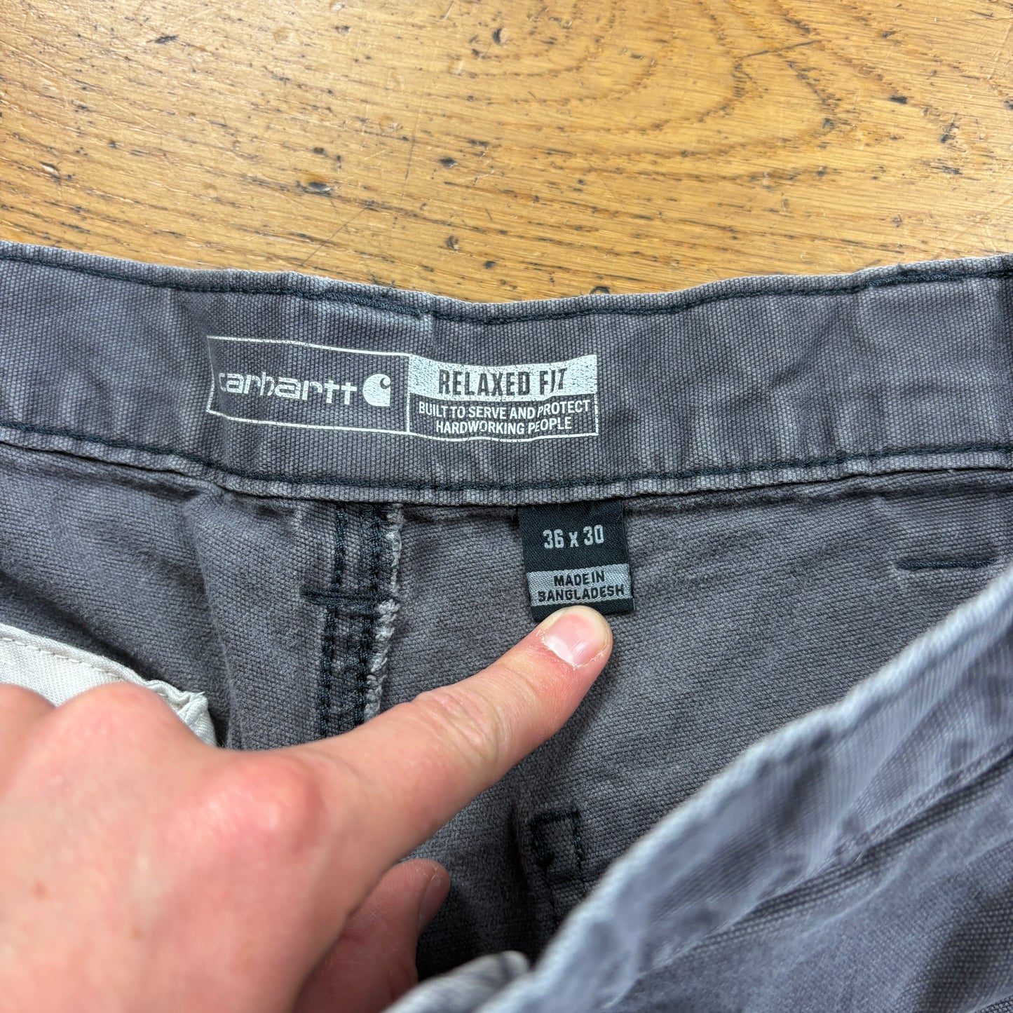 Vintage Carhartt Grey Double Knee Workwear Carpenter Baggy Trousers - 36