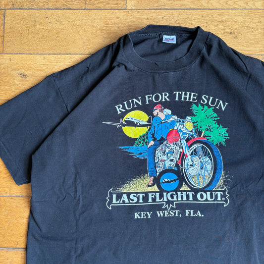 Vintage 90s Motorbike Black Single Stitch Graphic T-Shirt - 3XL