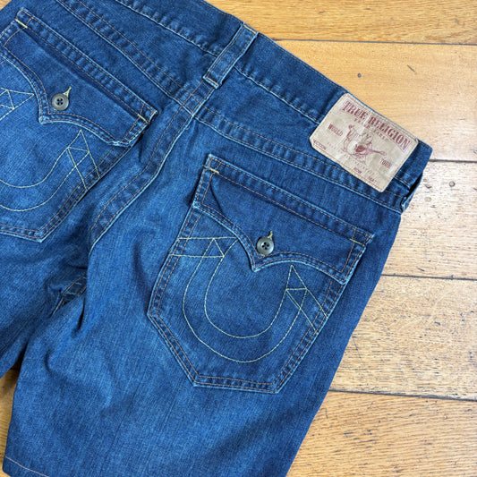 Vintage True Religion Blue Baggy Embroidered Y2K Shorts Jorts - 36