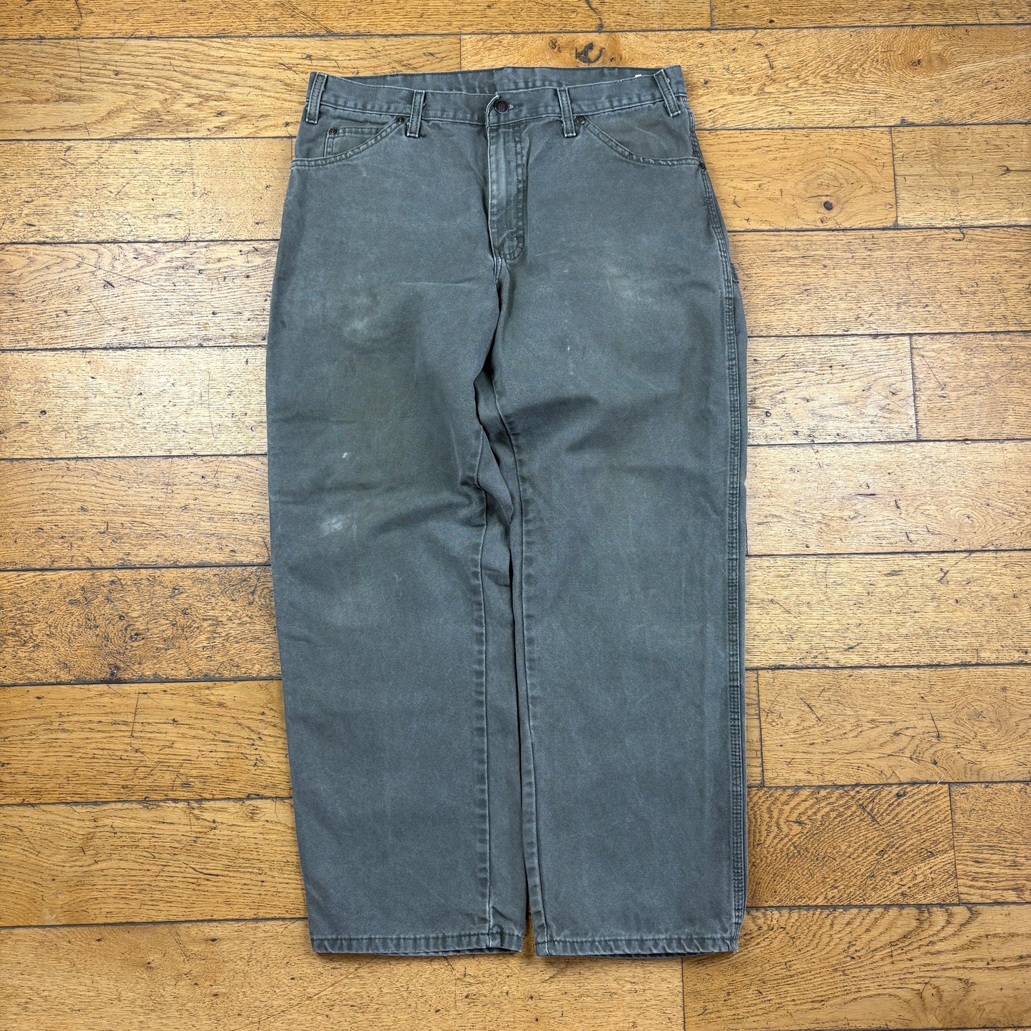 Vintage Dickies Grey Green Workwear Carpenter Baggy Trousers - 34