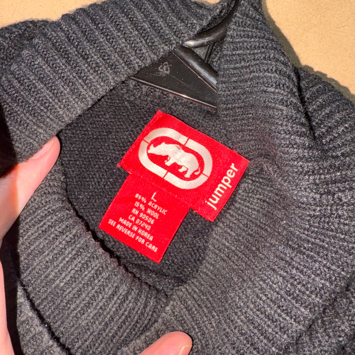 Ecko Unltd Heat Map Rhino Wool Blend Knit Black Jumper - L