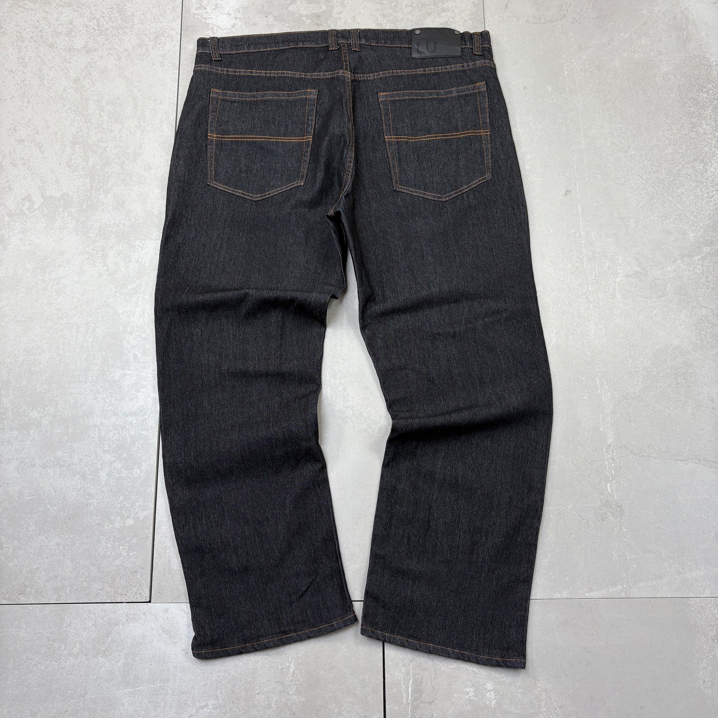 Vintage Embroidered Hip Hop Black Baggy Jeans - 46