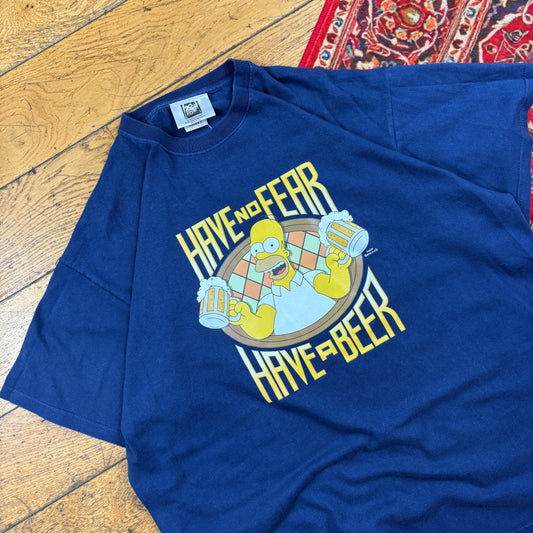 Vintage Simpsons Navy 2008 Homer Beer Graphic T-Shirt - L