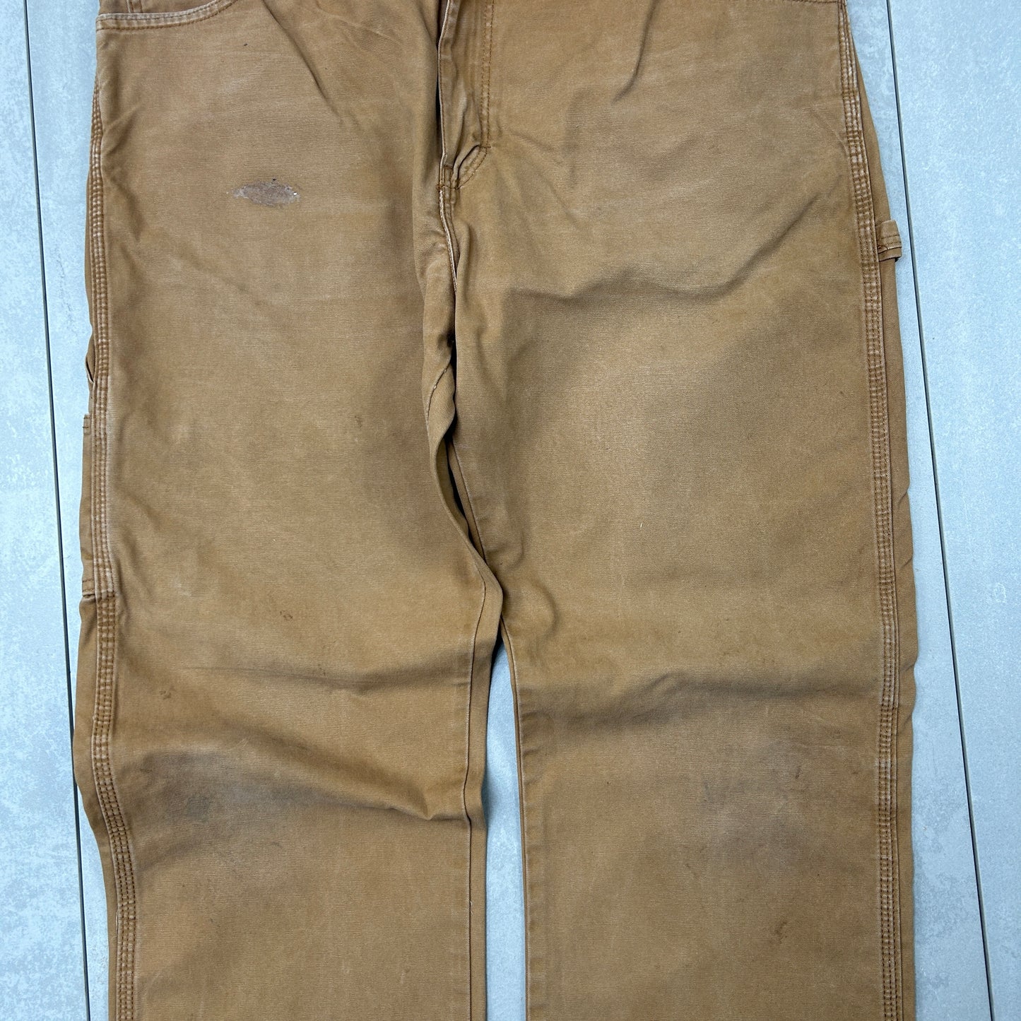 Vintage Dickies Workwear Carpenter Baggy Brown Trousers - 36