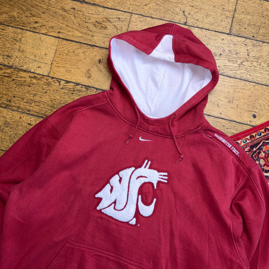 Vintage 90s Nike Centre Swoosh College Red Embroidered Sweatshirt - XL