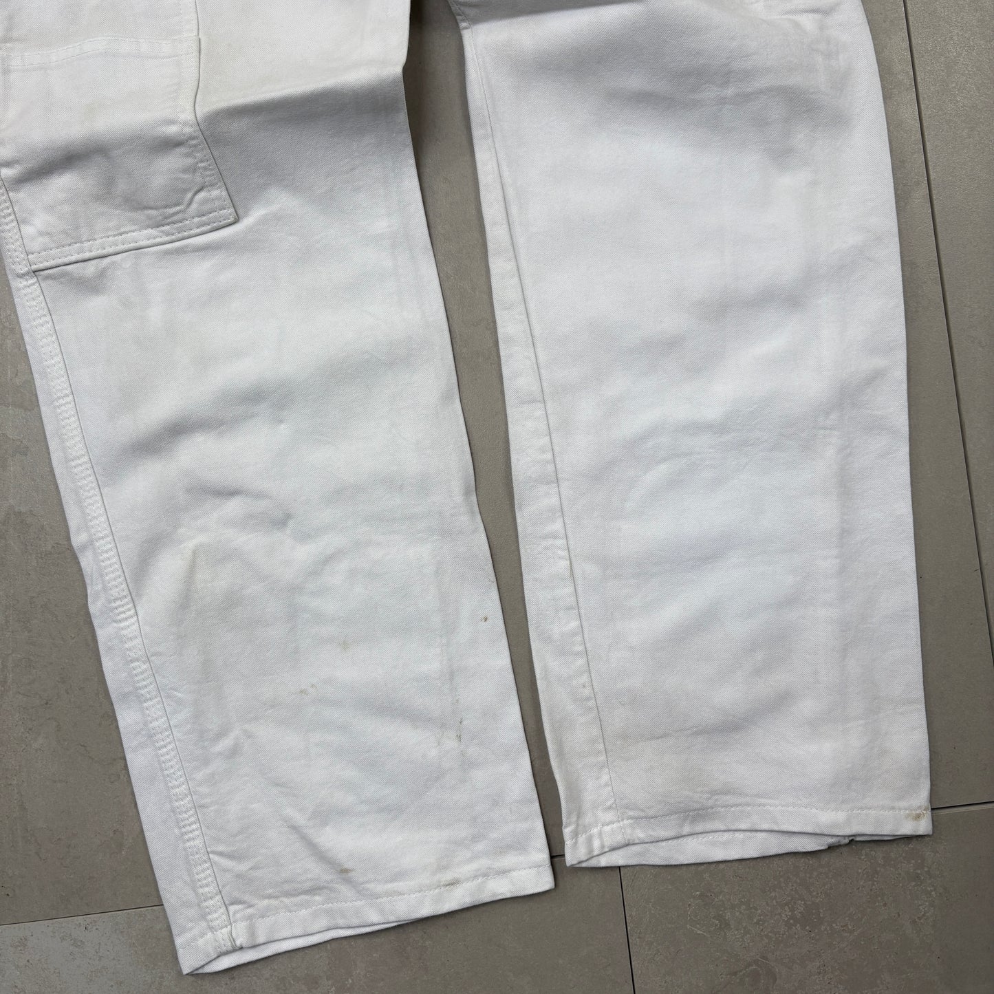 Vintage Dickies Workwear White Carpenter Baggy Trousers - 32