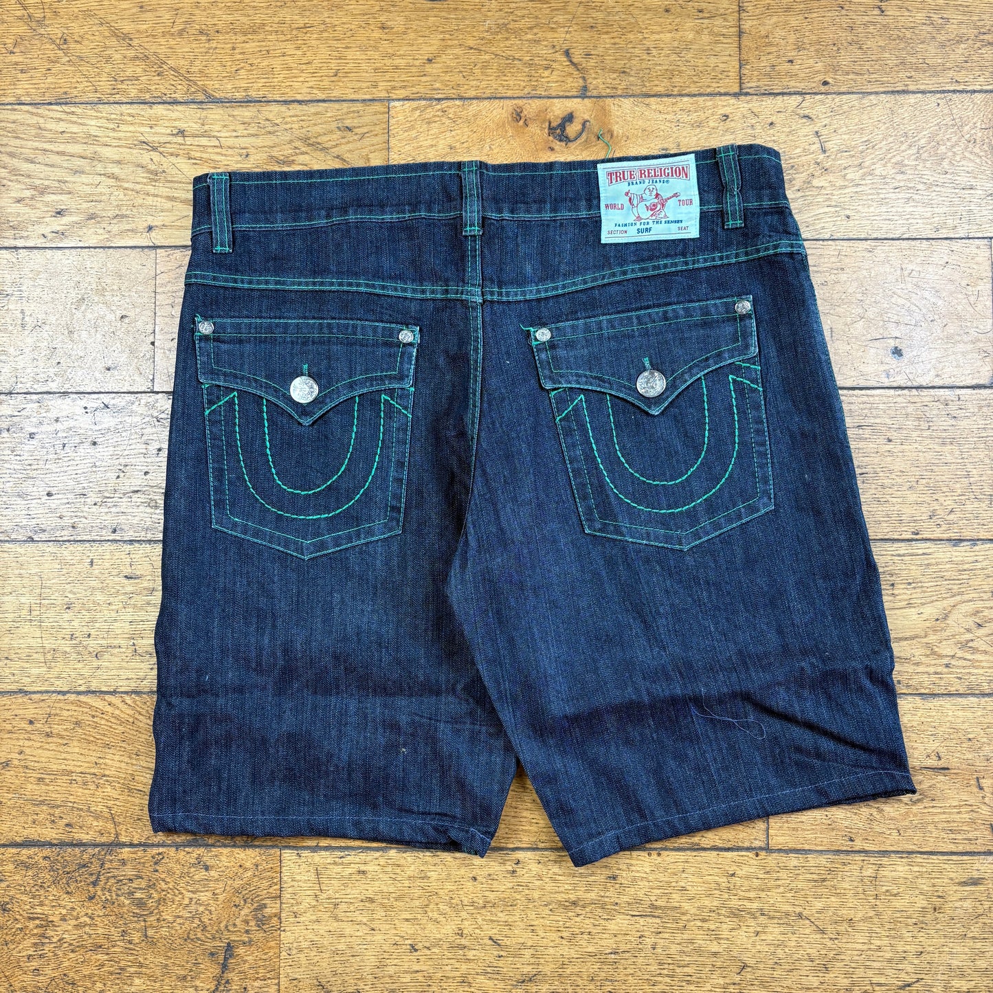 Vintage True Religion Blue Embroidered Y2K Shorts Jorts - 40