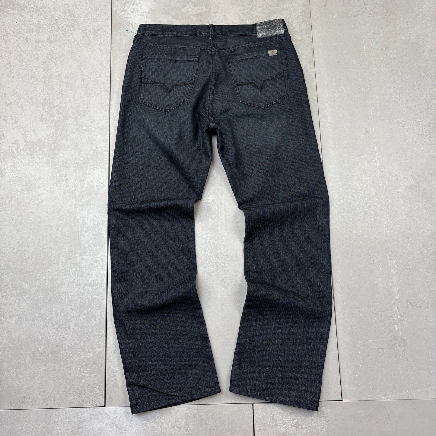 Vintage Guess Embroidered Hip Hop Black Straight Jeans - 34