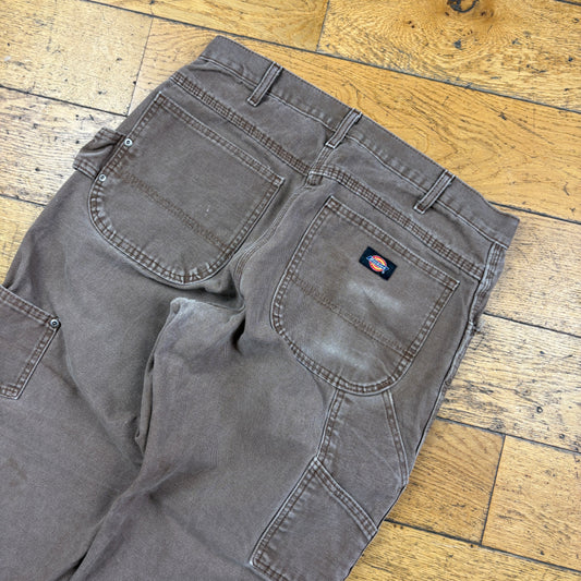 Vintage Brown Dickies Workwear Carpenter Baggy Trousers - 32