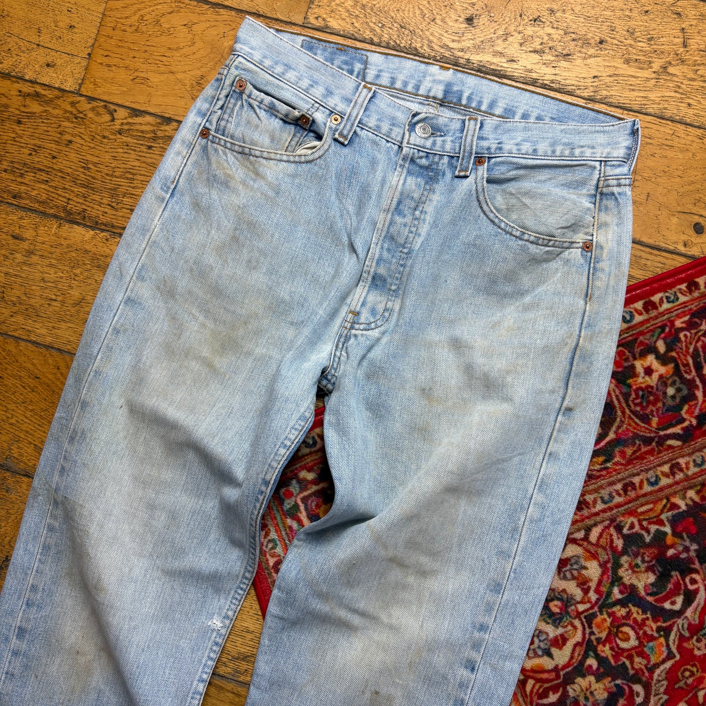 Vintage Levis 501 Straight Blue Denim Jeans - 32R
