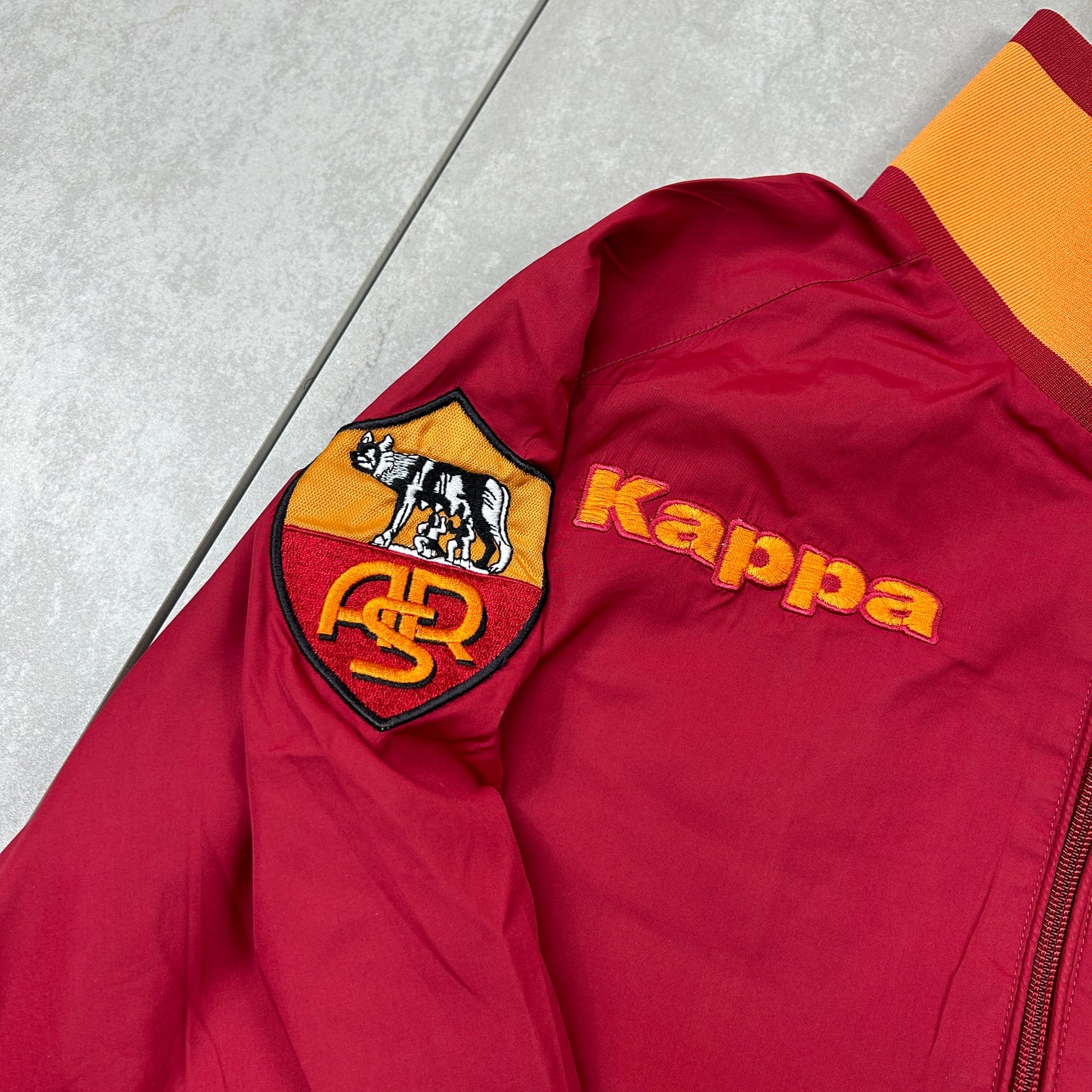 Vintage AS Roma Kappa Burgundy Football Tracksuit Track Sweatshirt Jacket - L
