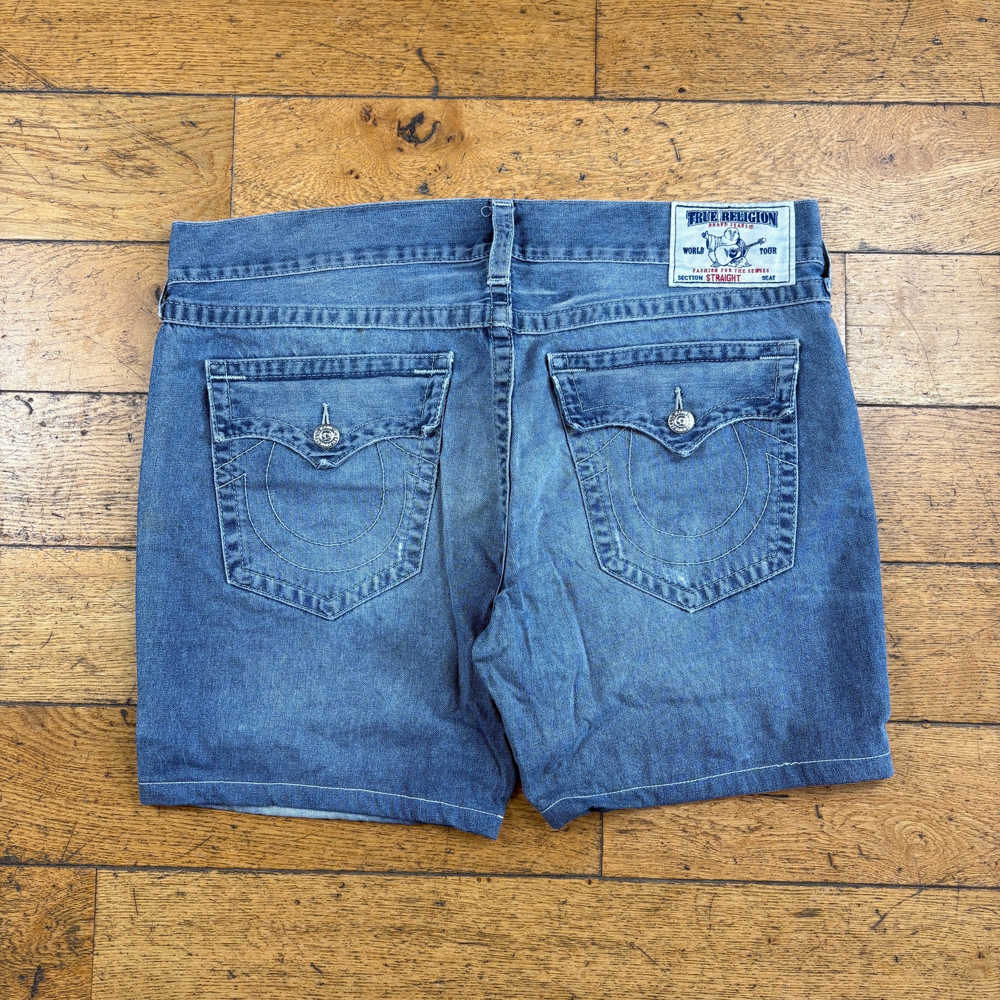 Vintage True Religion Blue Embroidered Y2K Shorts Jorts - 42
