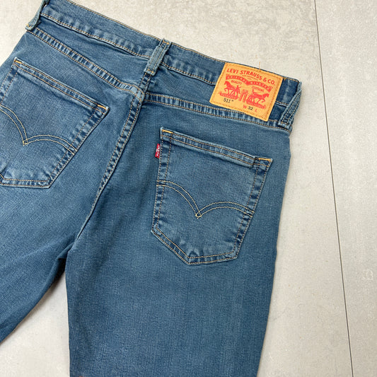 Vintage Levis 511 Blue Denim Shorts - 30