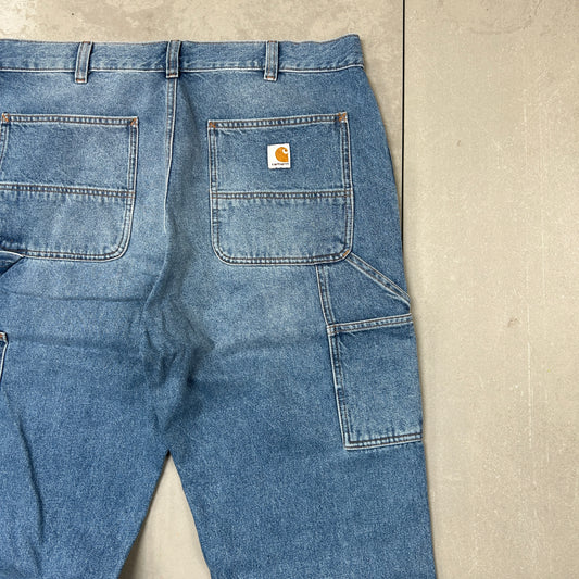 New Carhartt Double Knee Carpenter Baggy Blue Jeans - 36