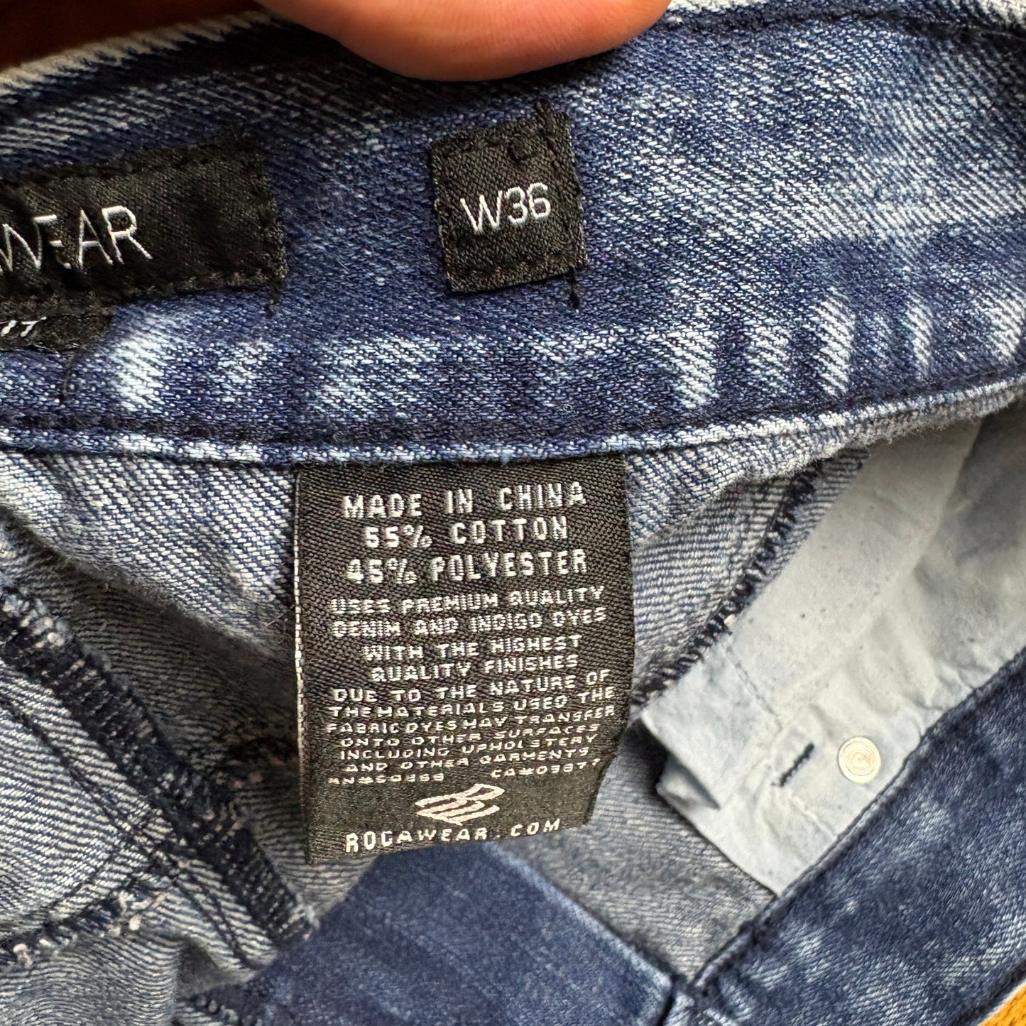 Vintage Rocawear Blue Acid Wash Embroidered Y2K Hip Hop Straight Jeans - 36