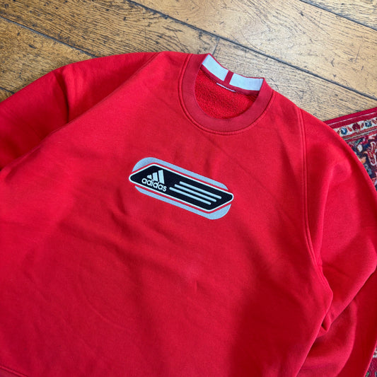 Vintage 00s Adidas Red Embroidered Sweatshirt - XL
