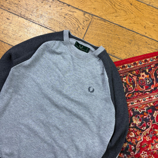 Vintage Fred Perry Grey Knit Jumper - XS