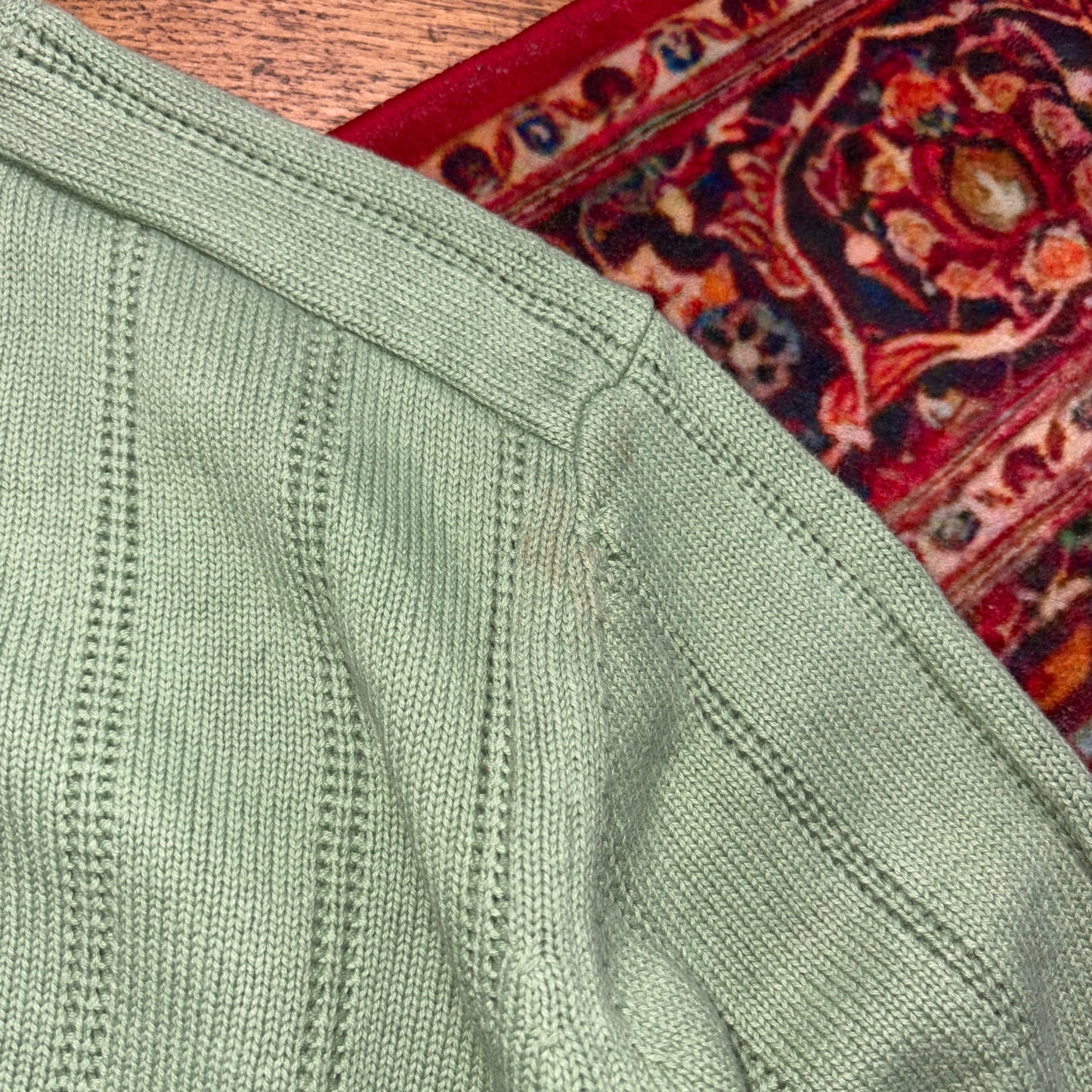 Vintage Nautica Light Green Cable Embroidered Knit Jumper - XL