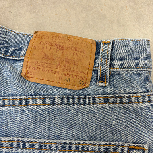 Vintage Levis 550 Baggy Blue Denim Shorts - 36