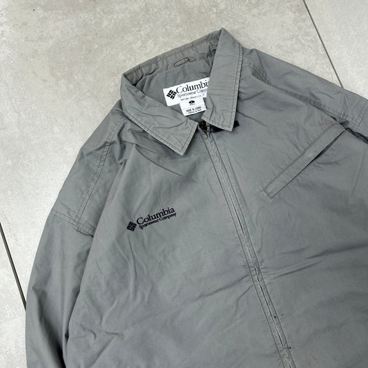 Vintage Columbia Embroidered Grey Harrington Detroit Workwear Jacket - L