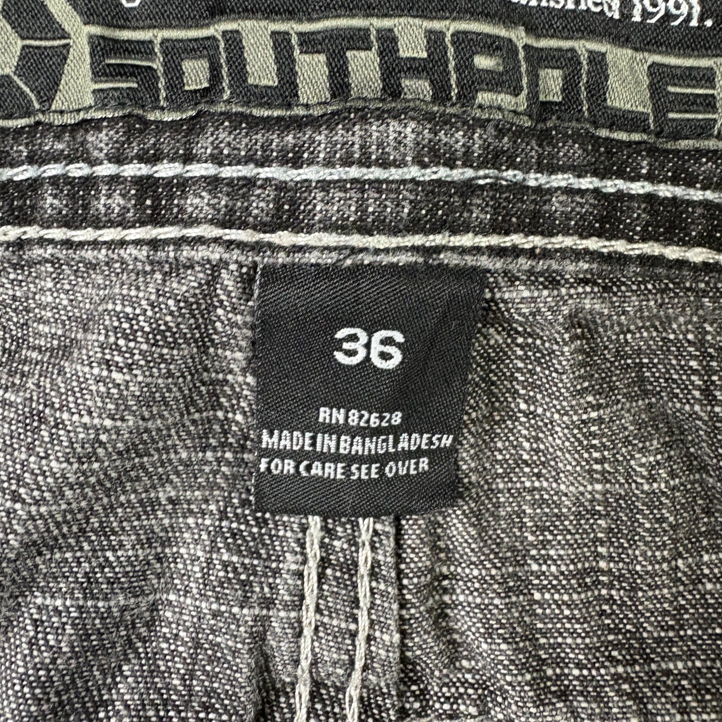 Vintage Southpole Black Embroidered Y2K Hip Hop Baggy Jeans - 36