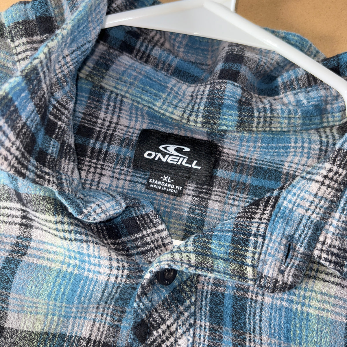 Oneill Blue Check Plaid Flannel Shirt - XL