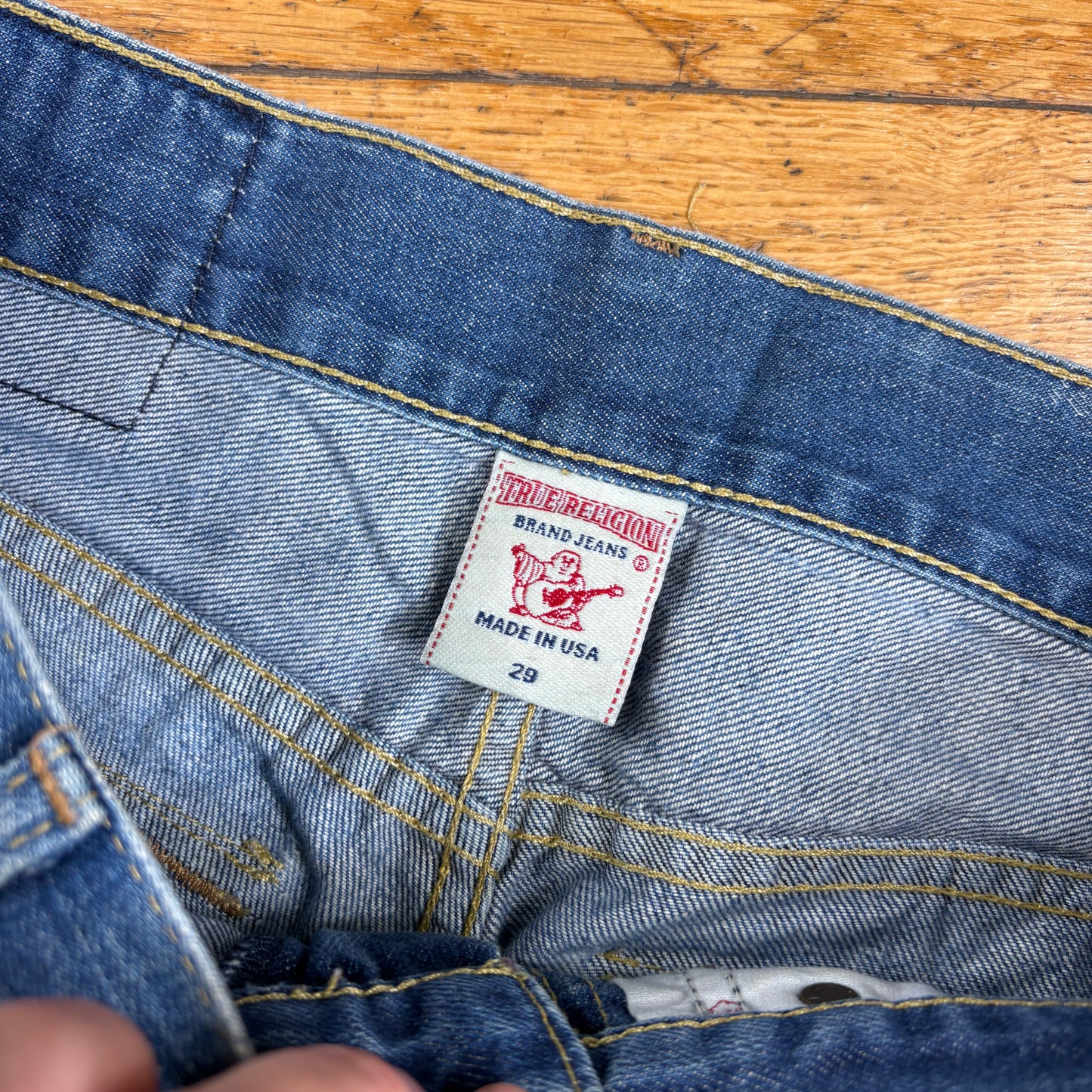 Vintage True Religion Blue Embroidered Y2K Shorts Jorts - 32