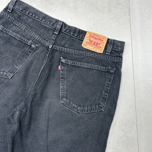 Vintage Levis 550 Baggy Denim Black Shorts - 36