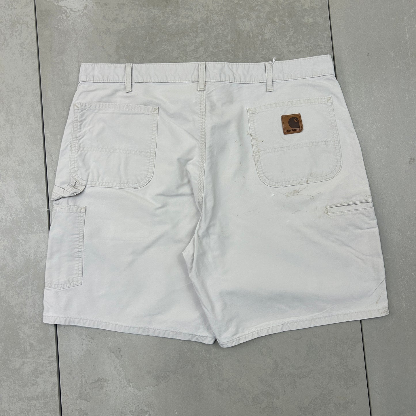 Vintage Carhartt Workwear Baggy Cream Carpenter Shorts - 40