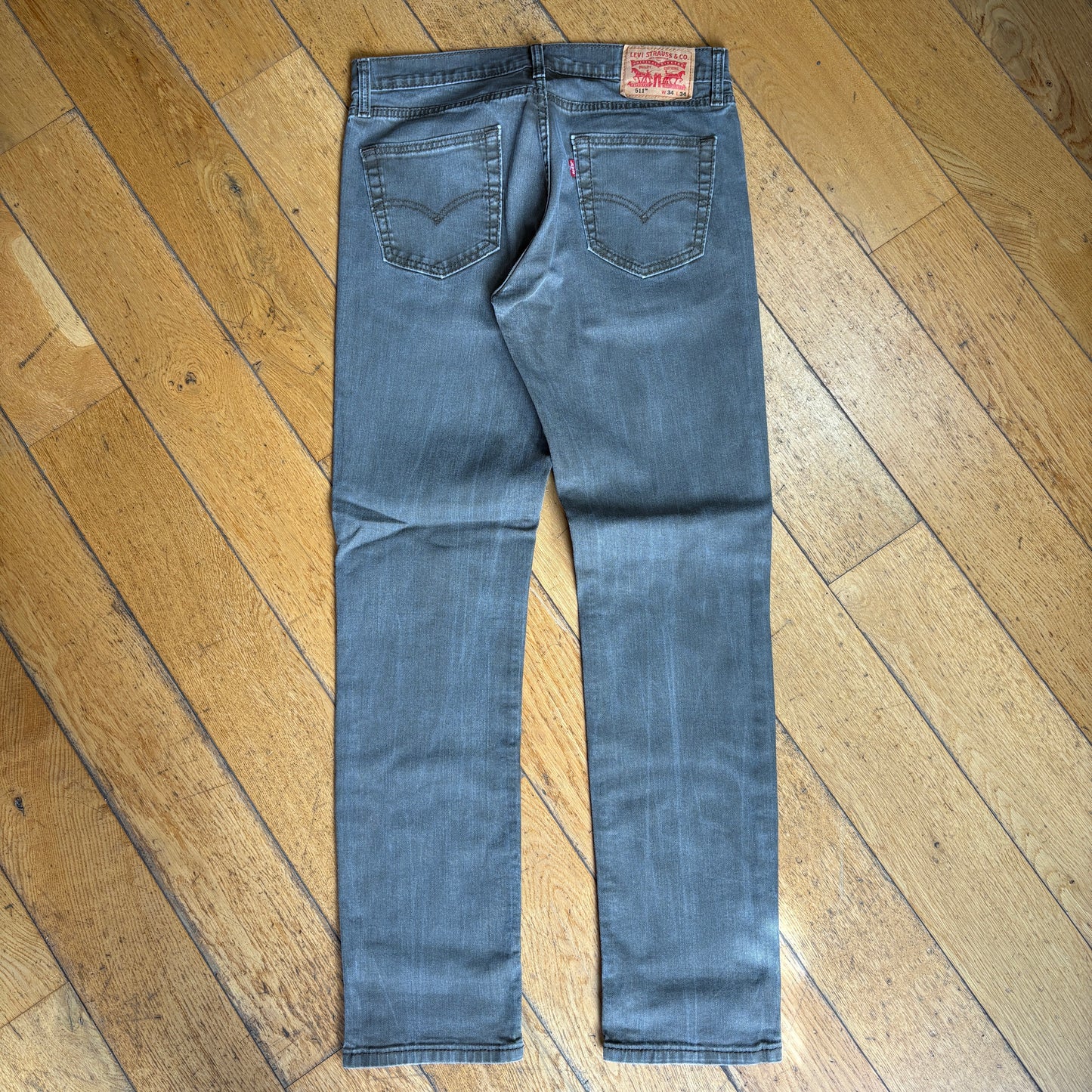 Vintage Levis 511 Slim Grey Khaki Denim Jeans - 34