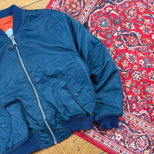 Vintage MA-1 Blue Reversible Bomber Jacket - S
