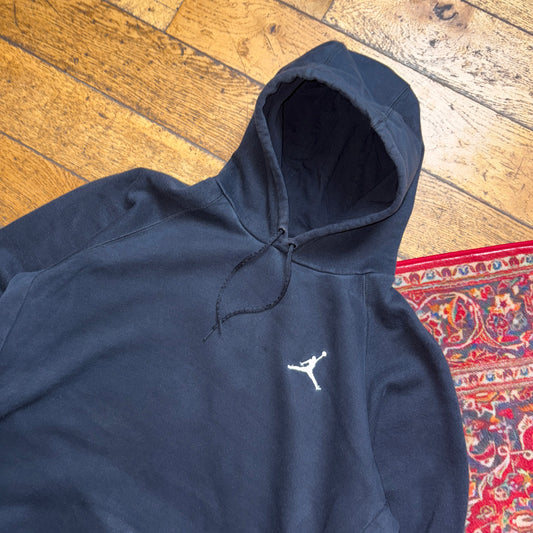 Vintage Nike Air Jordan Black Hoodie Embroidered Sweatshirt - 2XL
