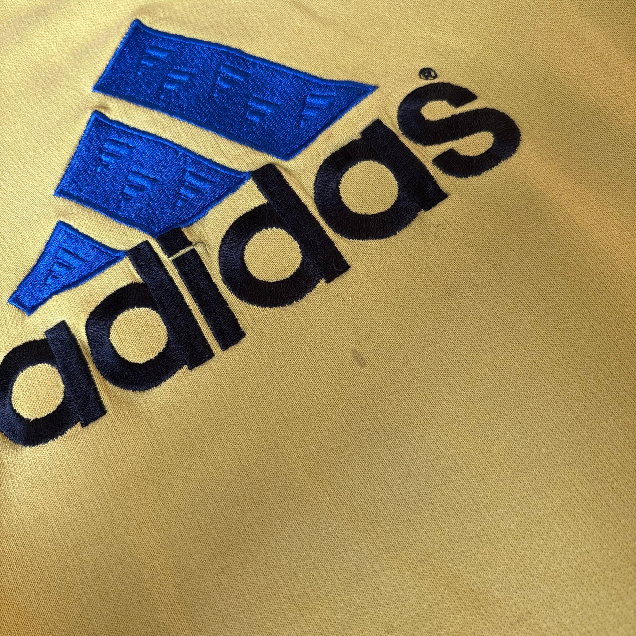 Vintage Adidas Yellow Embroidered 90s Sweatshirt - S