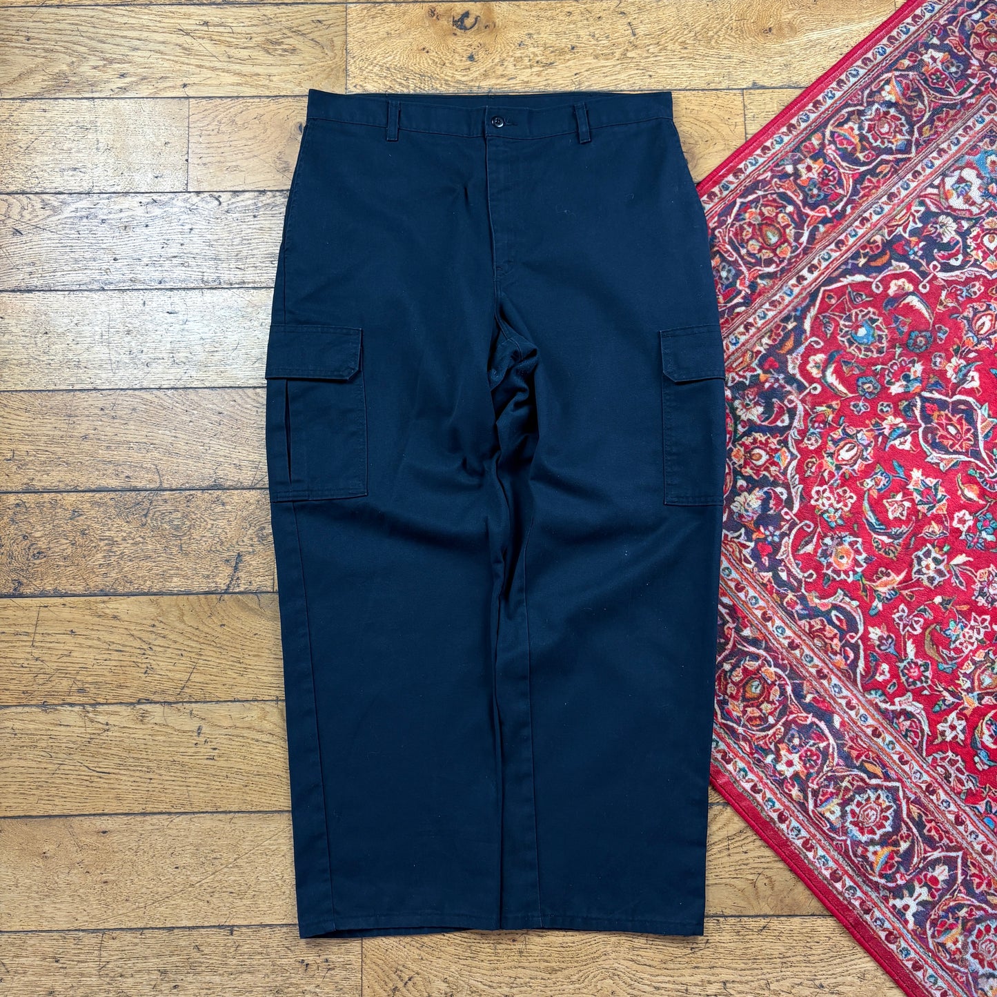 Vintage Dickies 874 Black Cargo Baggy Skate Trousers - 36