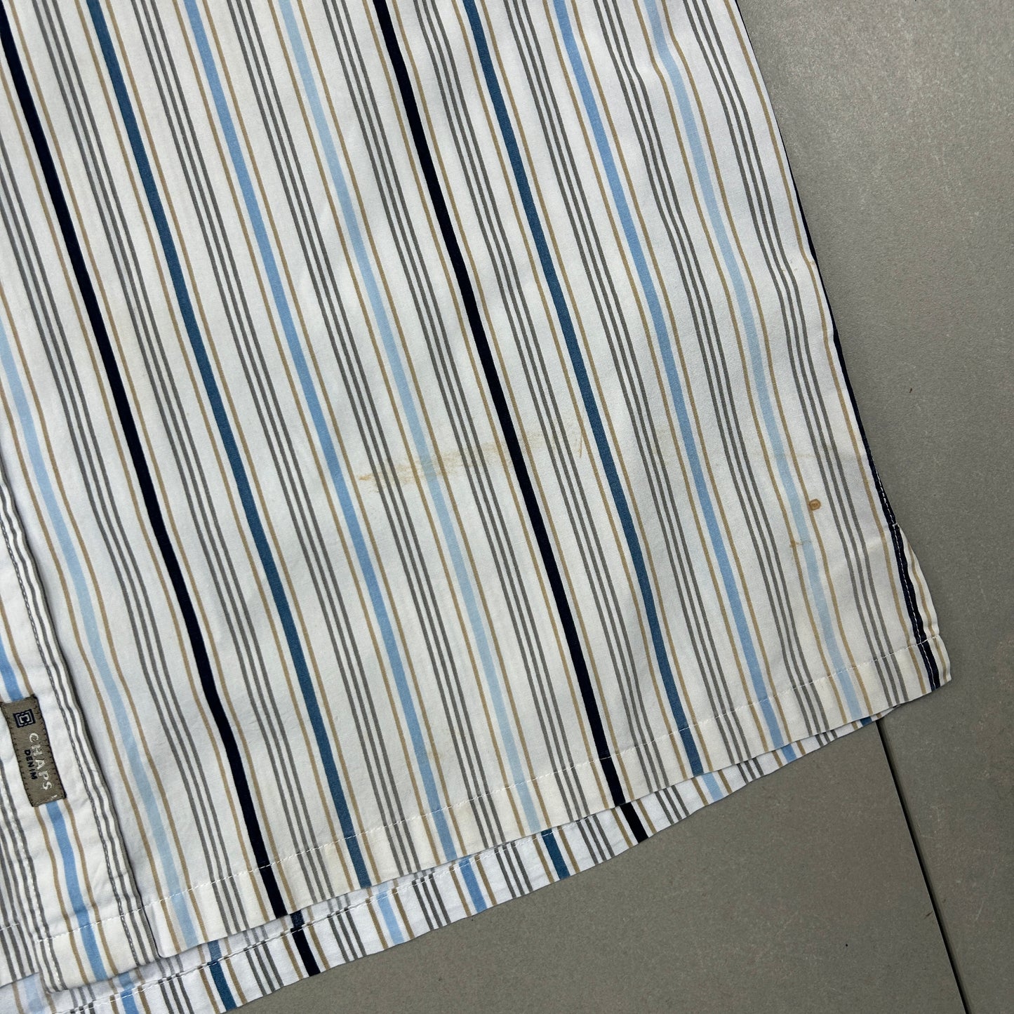 Vintage Ralph Lauren Chaps Stripe Short Sleeve White Shirt - XL