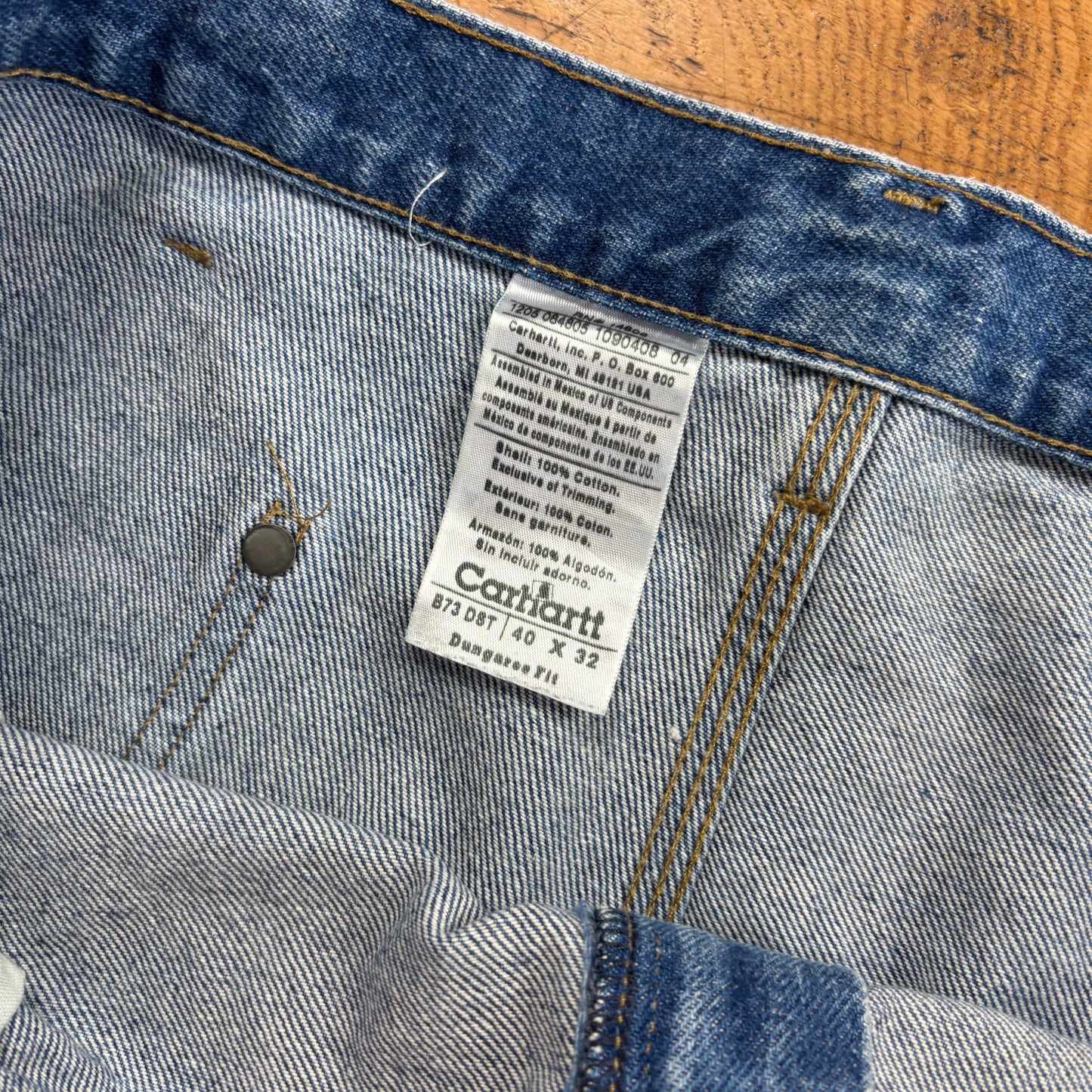 Vintage Carhartt Blue Double Knee Workwear Carpenter Baggy Trousers - 40
