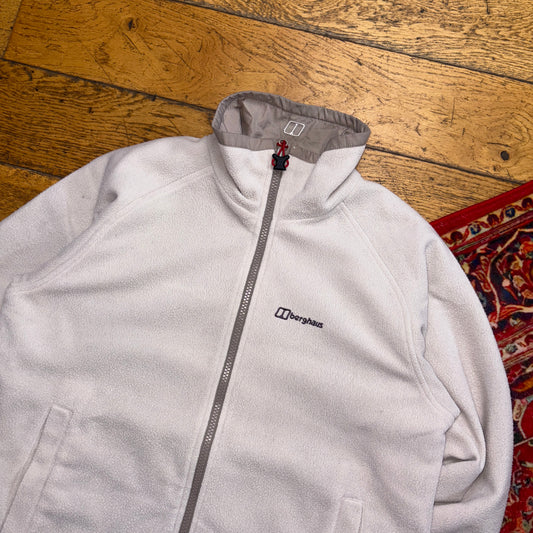 Vintage Berghaus Reversible Cream Grey Fleece Gorpcore Womens Jacket - M