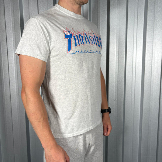 Thrashr Grey Flames Skate Graphic T Shirt - XS