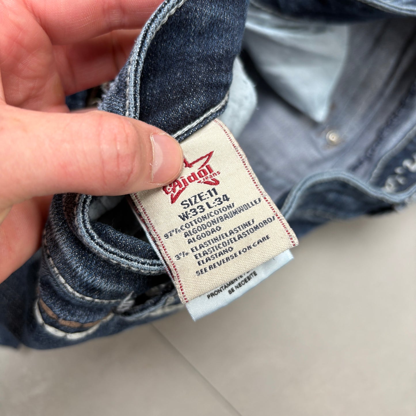 Vintage LA Idol Y2K Rhinestone Flared Hip Hop Bootcut Jeans - Size 12/14