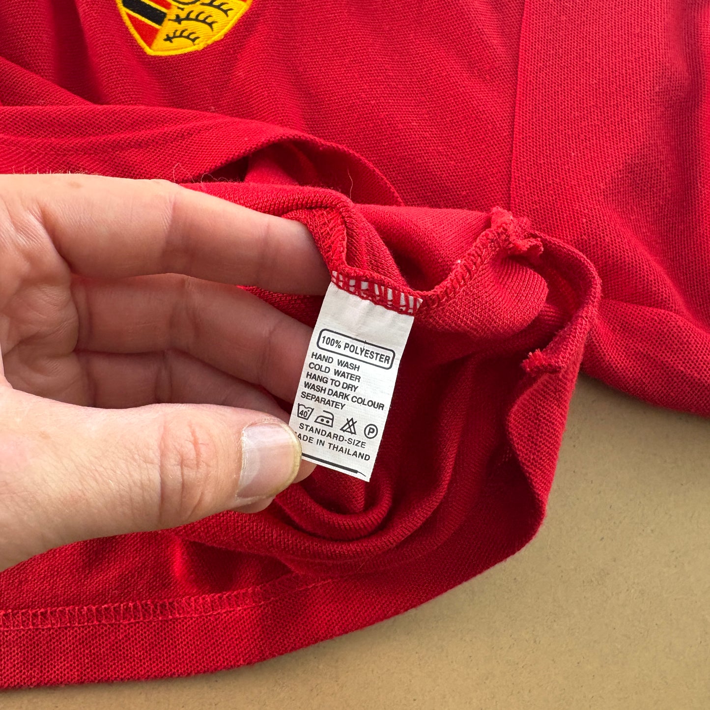 Vintage Porsche Red Embroidered Polo Shirt - M