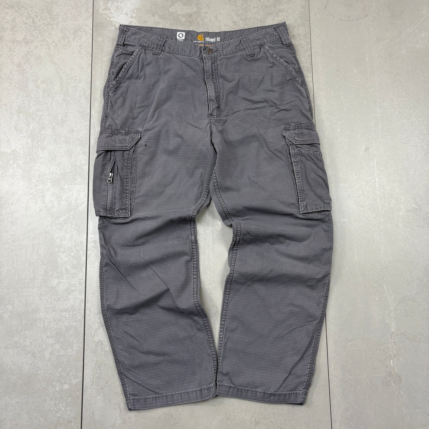 Vintage Carhartt Grey Workwear Cargo Baggy Trousers - 38