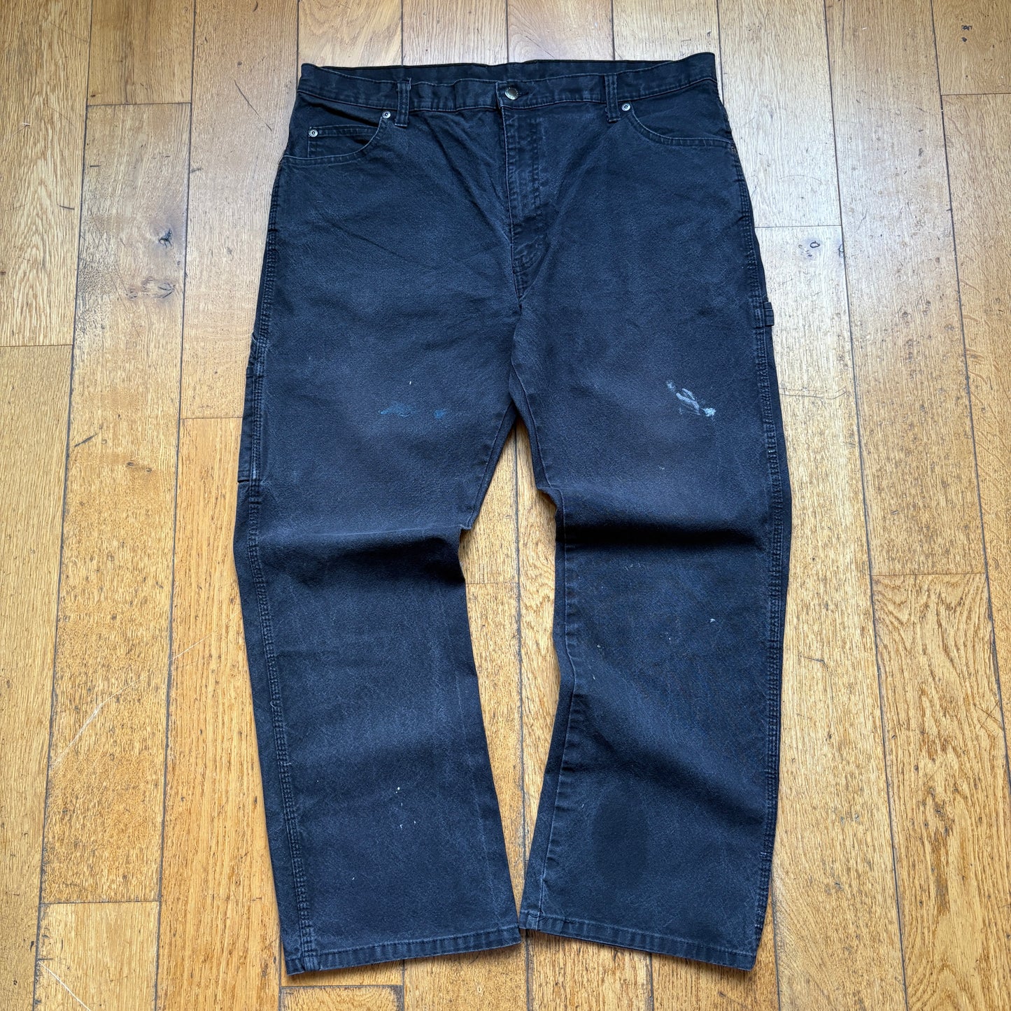 Vintage Dickies Workwear Carpenter Black Baggy Trousers - 38