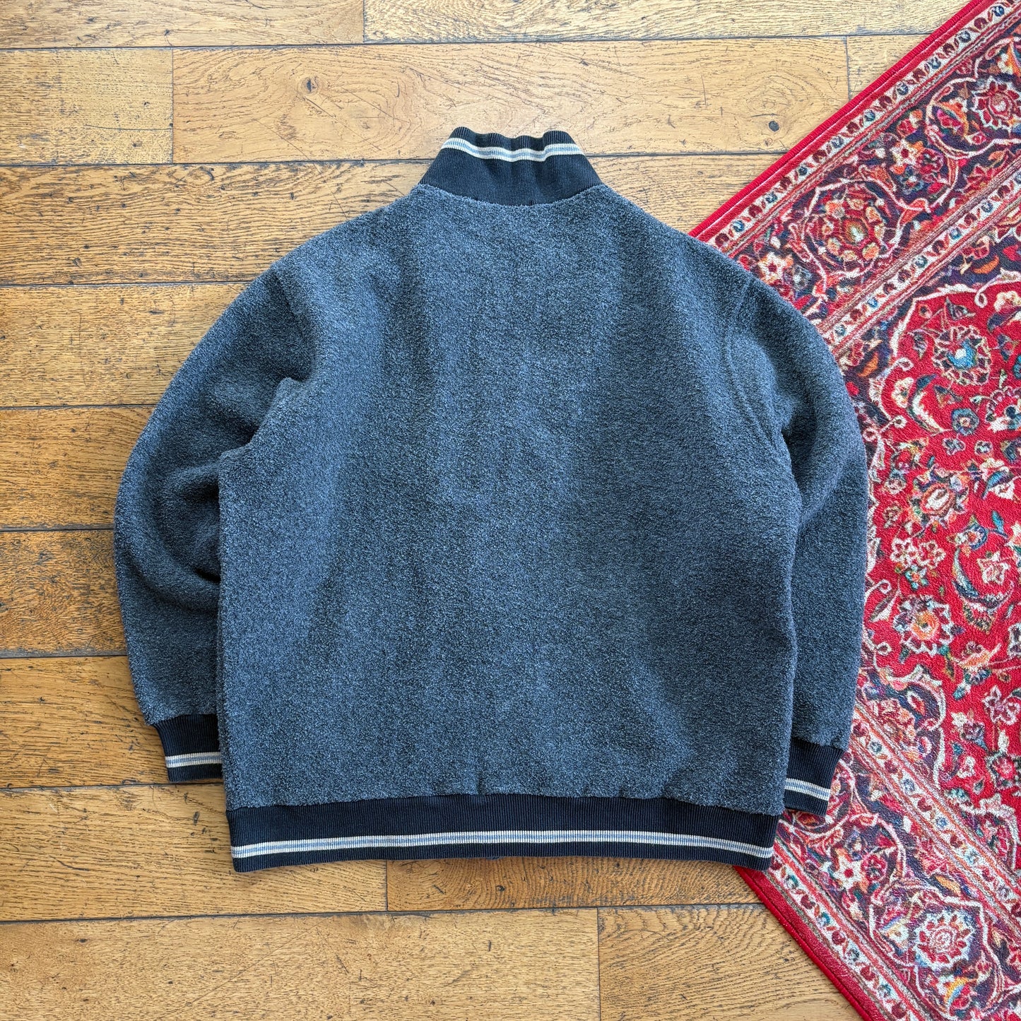Vintage Fred Perry Varsity Style Grey Zip Jumper - M