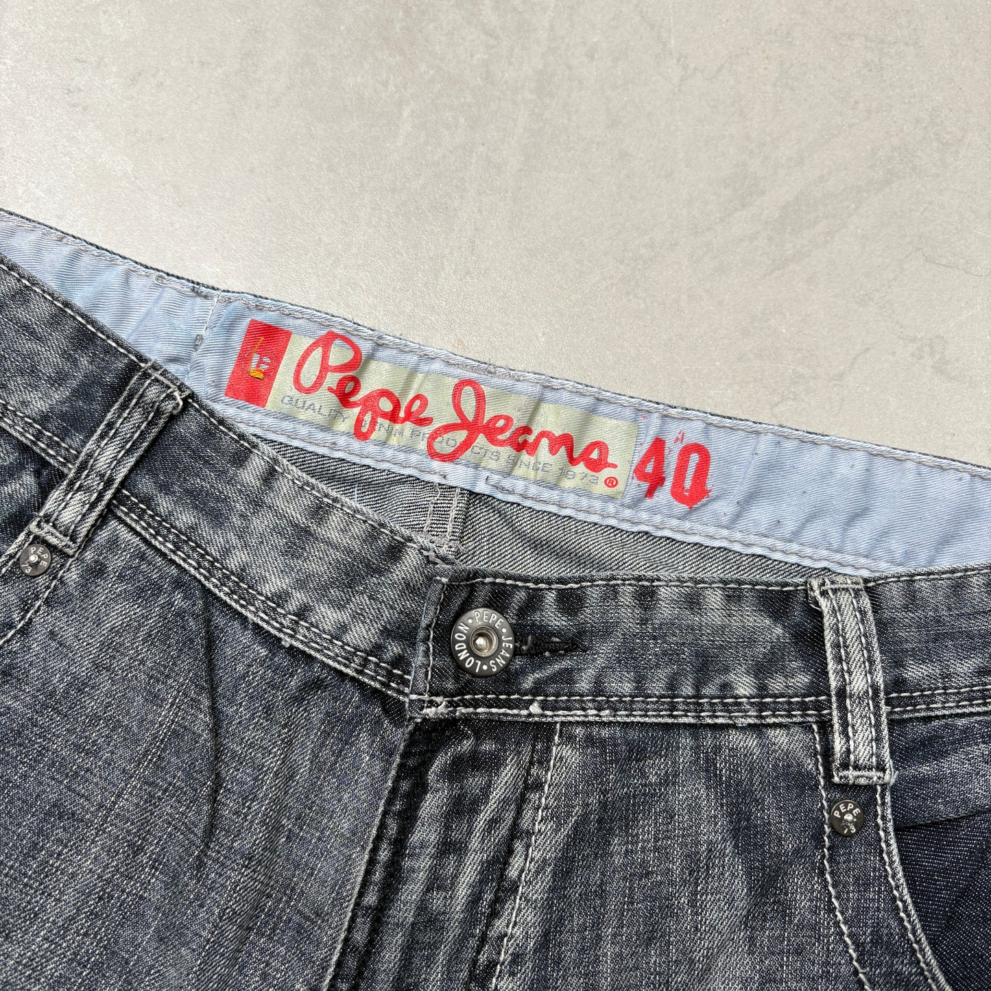 Vintage Pepe Jeans Embroidered Grey Hip Hop Baggy Jeans - 40