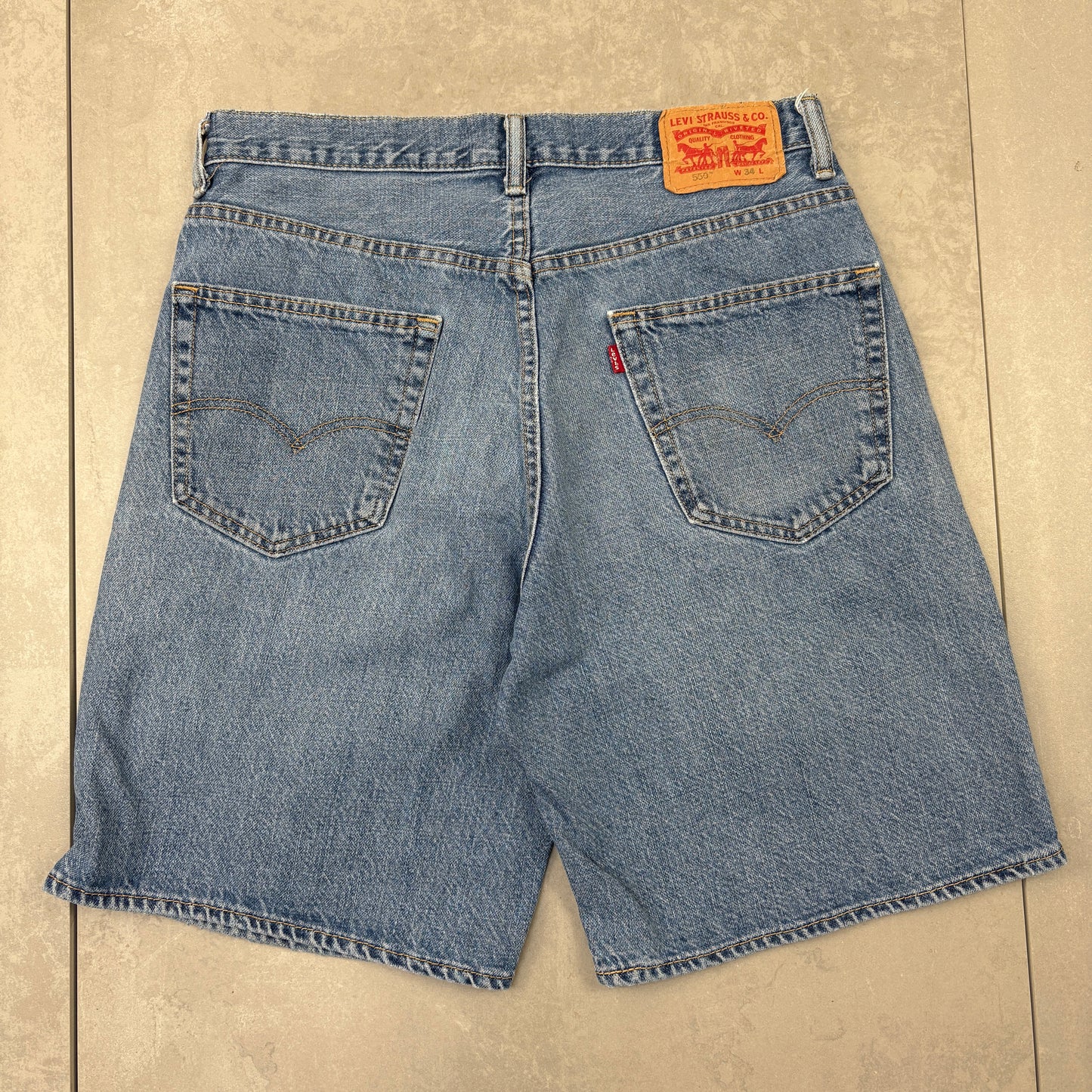 Vintage Levis 550 Baggy Blue Denim Shorts - 34