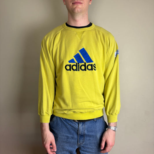 Vintage Adidas Yellow Embroidered 90s Sweatshirt - S