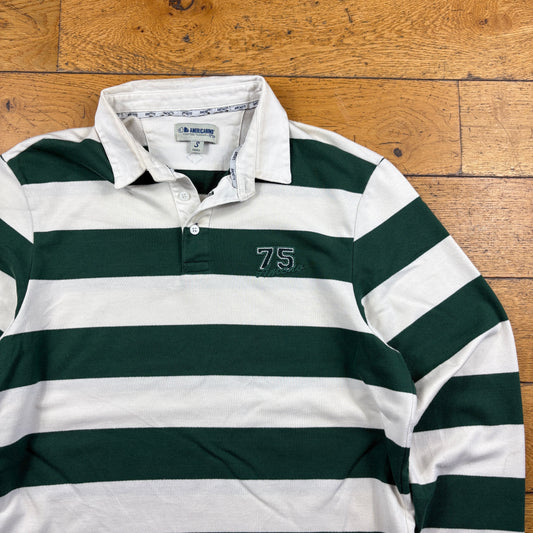 Vintage Green White Rugby Polo T-Shirt - S